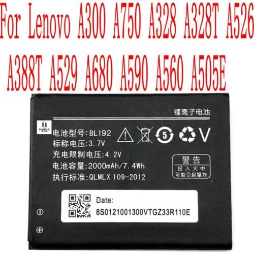 High Quality 2000mAh BL192 Battery For Lenovo A300 A750 A328 A328T A526 A388T A529 A680 A590 A560 A505E Cell Phone