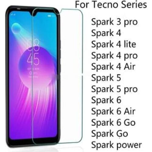Tempered Glass for Tecno Spark 6 5 4 3 Air Pro 4 Lite Go Power Screen Protector Spark 6 Go Protective Film Glass