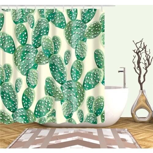 Shower Curtain Set 3D Printing Green Tropical Leaves Natural Plant Polyester Waterproof Bath Curtain With Hooks For Bathroom