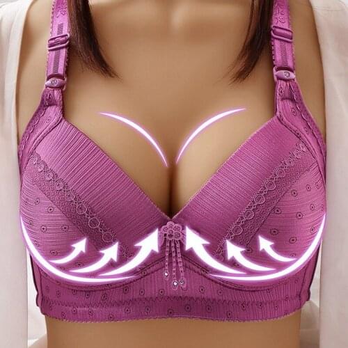 Womens Thin Steel Ringless Bra Plus Size Bra Push Up Underwear Comfortable Solid Color High Quality Bra Thin Underwear
