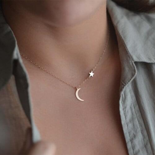 The New Simplicity Moon star Pendant Necklace For Women New Bijoux Maxi Statement Necklaces Collier Fashion Jewelry