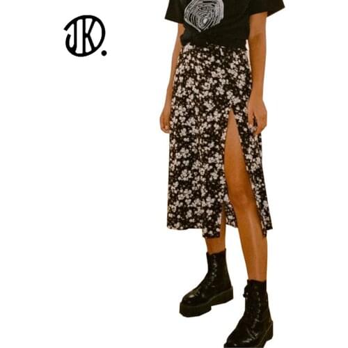 Spring Floral Print Split Dress Sexy Loose Ladies Skirt Stretch High Waist Elegant Skirts For Women 2021 Leopard Summer Dresses