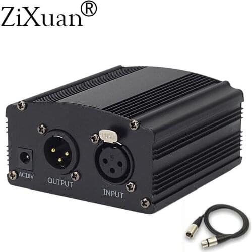 1-Channel 48V Phantom Power Supply+Adapter for Any Condenser Microphone Recording