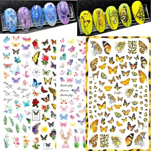 Flowers Butterfly Nail Foils Manicure Art 1 Sheet Nail Sticker Self-adhesive Spring Fashion Beauty New 3D Nail Decals