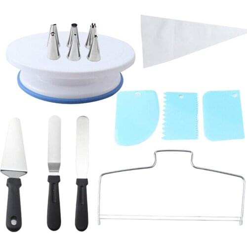 15Pcs Cake Turntable Cake Decorating Tool Kit Rotary Table Baking Scraper Tool Piping Nozzle Piping Bag Set Baking Supplies Sets