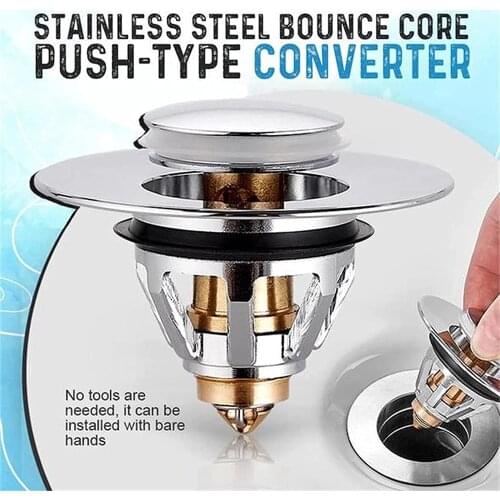 2021 Upgrated No Overflow Pop-up Drain Filter Bounce Core Wash Basin Bounce Drain Filter Sink Universal Pop-up Drain Filter