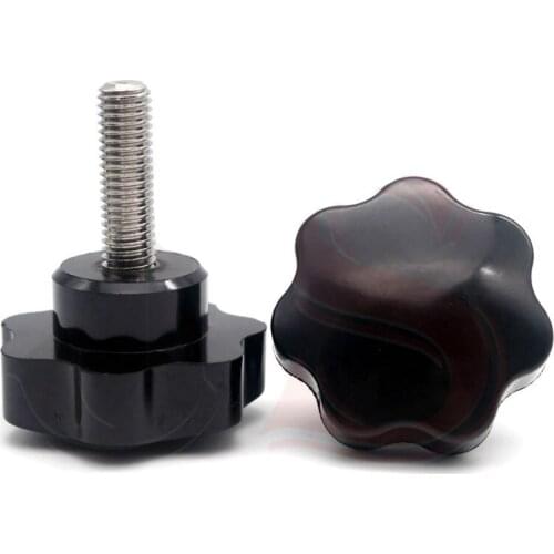 3pcs M4 stainless steel screws rod Torx glue head hand screw seven star T&TX plastic handle bolt black color 8mm-30mm long