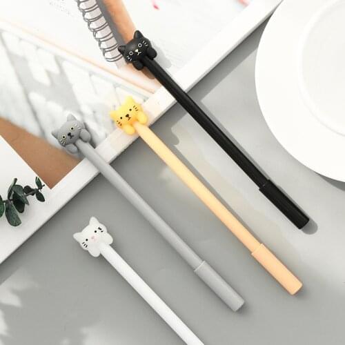 36 pcs/lot Kawaii gel pens for writing Cute cat black ink pen office school supplies kids gift Caneta Stationery