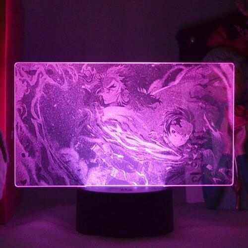 3D Laser Engraved Optical Acrylic Photo of Anime Demon Slayer Figure Tanjiro Kamado Manga Art Craft Night Lamp 7 Color LED Light