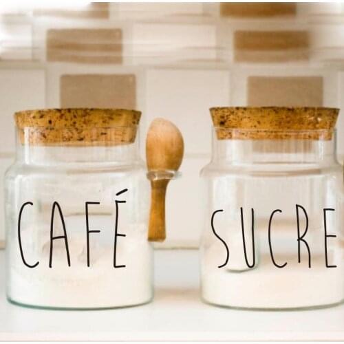 French 8Pcs Kitchen Spice Jar Sticker Vinyl Decal Coffee Sugar Pasta Garlic Sugar Rae Dunn Canister Decals Sticker Vinyl