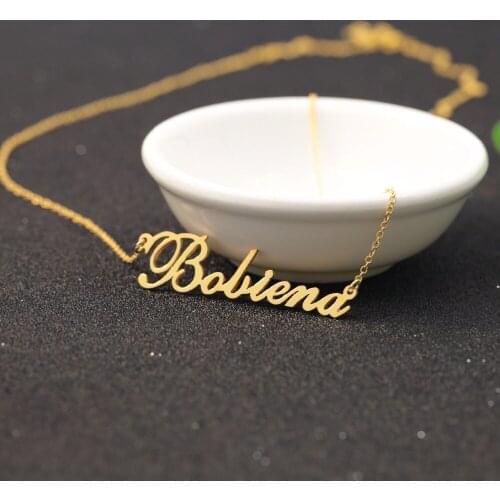 925 Solid Silver Rollo Chain Personalized Name Gold Color Necklace Nameplate Jewelry Wholesale