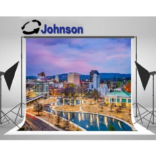 Alabama Huntsville Park Cityscape Twilight background High quality Computer print scenic backdrop
