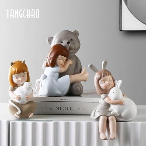 Home Decor Creative Girl Resin Decoration Figurines For Interior Home Living Room Decor Room Decorastion Gift For Girlfriend