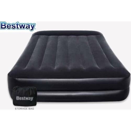 67401 Bestway 191x97x46cm AEROLUXE Twin Airbed With Built-in Charger & Pillow Comfortable Sturdy 75x38x18" Indoor Flocked Airbed