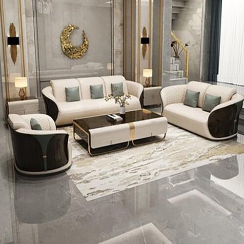 Italian new sofa Italian design post-modern light luxury leather living room 123 solid wood furniture