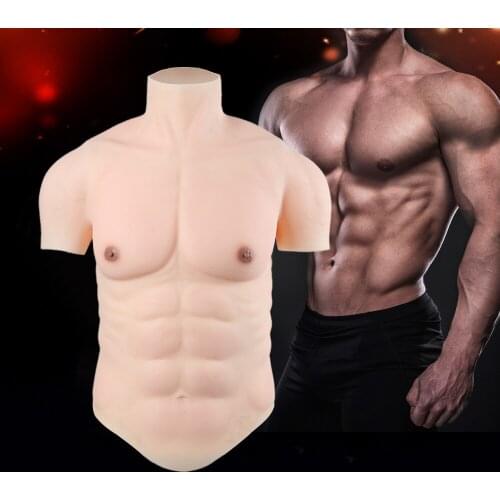 IVITA High Quality Artificial Silicone Realistic Simulation Muscle Fake Belly Muscle Mens Chest Crossdresser Macho Cosplay