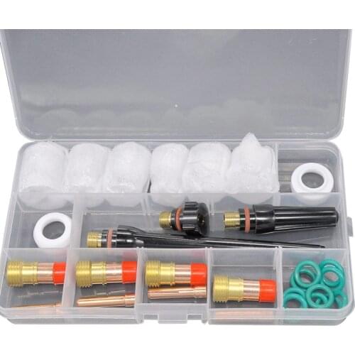 TOP 30Pcs Durable Tig Welding Torch Accessories 4#-12# Glass Cup Kit Tig Gas Lens Collets Body For Wp-17/18/26 Torch