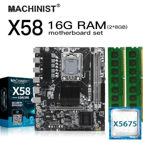 X58 desktop motherboard LGA1366 set kit with Intel xeon X5675 processor and 16G(2*8G) ECC DDR3 RAM memory M-ATX X58V1608