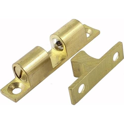 Room Cabinet Door Latch Brass Double Ball Catch 60mm Length Gold Tone