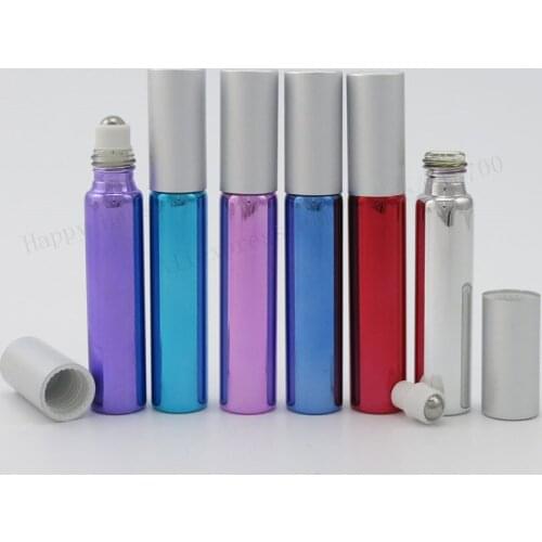 Hot Selling 360 x 10ml UV Glass Roller Bottles For Essential Oils 10cc Metal Roll-on Bottle Empty Cosmetic Perfume Containers