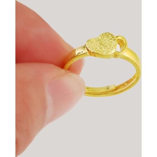 Hot Selling Pure Gold color heart Rings For Women Jewelry Vintage Gold Filled Fashion Jewelry 24k gold GP double hearts Ring