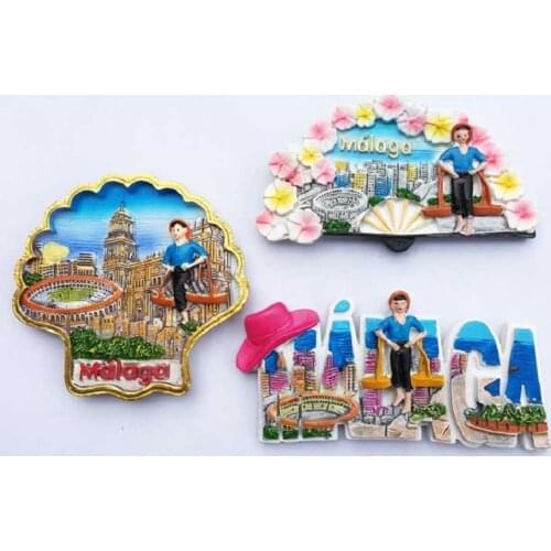 Fridge Magnet Decor Picassos Hometown Malaga Spain Tourism Magnets Souvenir Home Decoration Accessories 3d Resin Crafts Gift