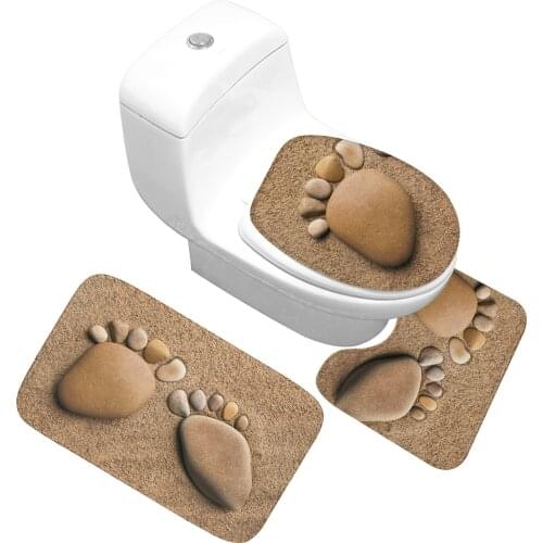 Non Slip Shower Mat 3 Piece Bathroom Rug Set Printed WC Carpet Toilet Floor Mats Bath Room Memory Foam Absorbent Toilet Carpet