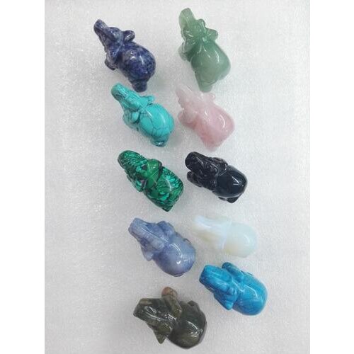 Wholesale 10 gems hand carved elephant stone Carved jade Hand carved Hand jasper rose quartz figurine