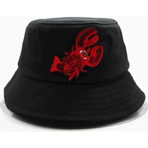 2020 new style lobster embroidery Bucket Hat Fisherman Hat outdoor travel hat Sun Cap Hats for men and Women 101