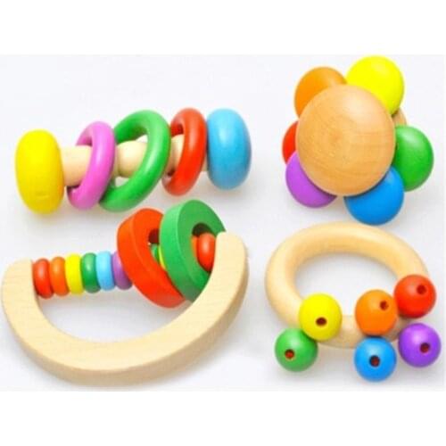 Rattle Montessori Educational Wooden toy 3D Puzzle Wooden Sensory Mathematics Jigsaw Brain Training Early Intellectual Learning