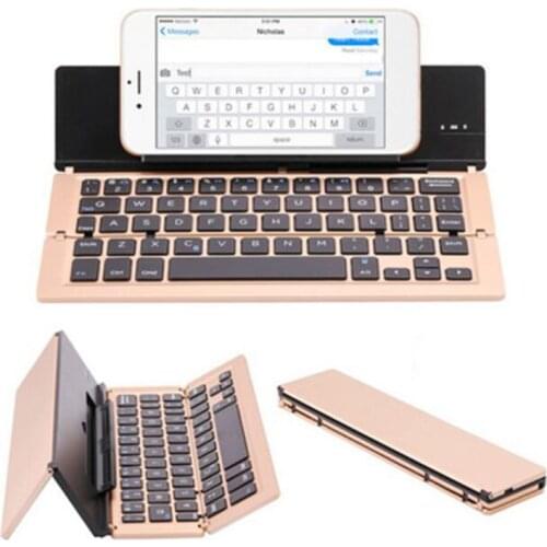 Portable Mini Wireless Bluetooth Folding Keyboard Aluminum Alloy Foldable Rechargeable Travel Office Home Keypad