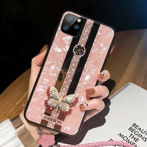 Luxury Rhinestone 3D butterfly For iPhone X XR XS 12 11 Pro Max 7 8 Plus SE2 Case For Samsung S21 S20 Fe Note 20 Ultra A52 Cover