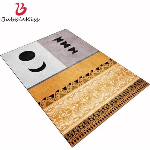 Bubble Kiss Fashion Rugs and Carpets for Home Living Room Mosaic Sun Moon Geometry Gray Yellow Large Area Rug for Bedroom Decor