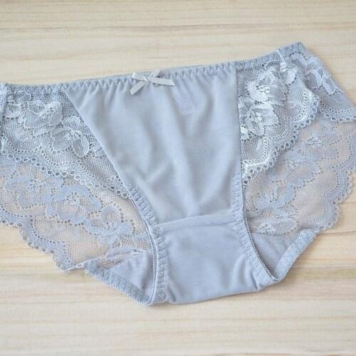 Grey panties lace lingerie women sexy underwear 3pcs per set ladies gift 2020 new style brief plus size ladies fashion briefs