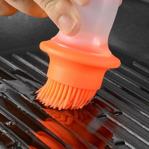 Silicone Grill Oil Bottle Brush Storage Cover Barbecue Press Liquid Brush Gadget Baking Kitchen Oil Brush Kitchen Tools