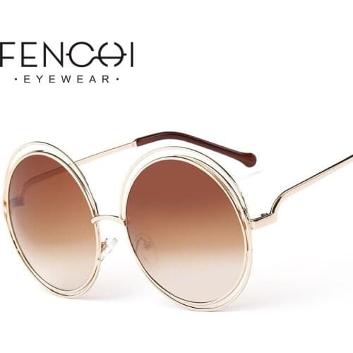 Designer Round Sunglasses Women Men Vintage Trendy Luxury Brand Metal Frame Pink Green Oversized Sun Glasses Zonnebril Dames