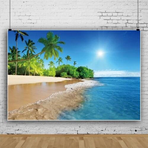 Cool Beach Coconut Tree Children Portrait Photography Summer Hoilday Party Backdrops Photocall Background Studio Shooting