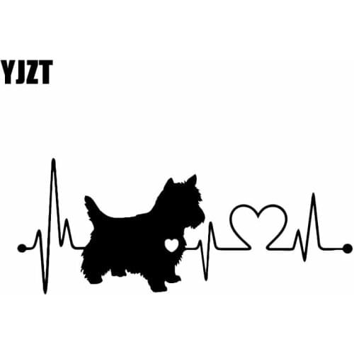 YJZT 21CM*8.4CM West Highland Westie Heartbeat Dog Vinyl Decoration Car Sticker Black/Silver C2-3321