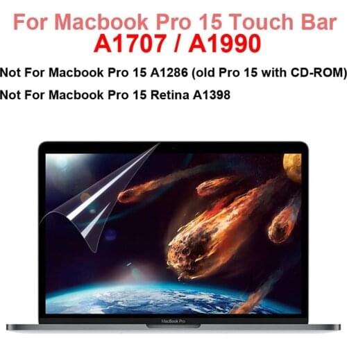 Screen Protective Guard Cover Film for Apple MacBook Pro 15 Inch A1707 A1990 (Touch Bar) Transparent Screen Protector
