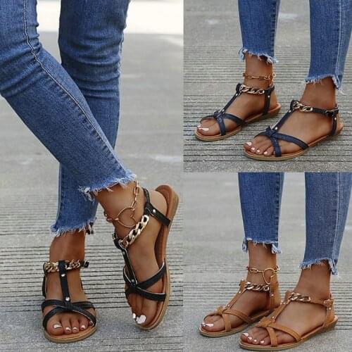 Femininos praia plana ao ar livre sandálias de verão moda tamanho grande 2021 nova moda verão european and american style