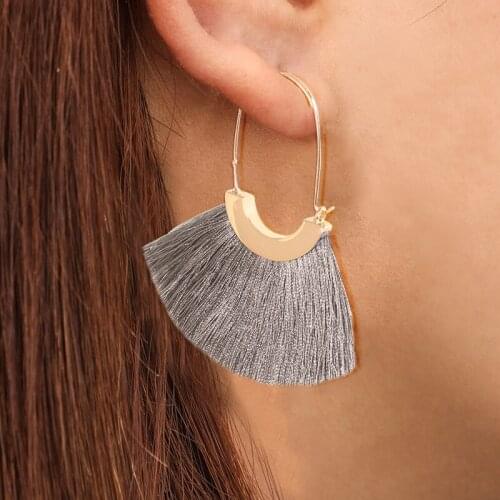 New Fashion Bohemian Tassel Earrings for Women Cotton Silk Fabric Long Fringe Drop Dangle Earrings 2021 Trend Party Female Jewel