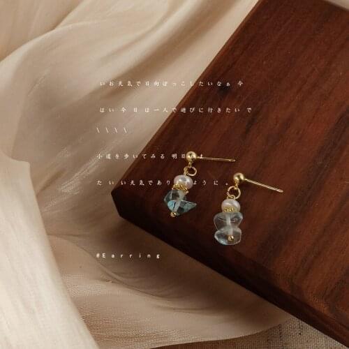 Romantic And Fresh S925 Freshwater Pearl Fashion Classic Earrings Women Retro Geometric Natural Stone Pendant Earrings Women