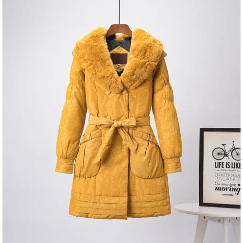 Spring 2021 Women Down Long Jacket Female Winter 90% White Duck Down Coat Ladies Double Breasted Warm Parkas Snow Outwear Q216