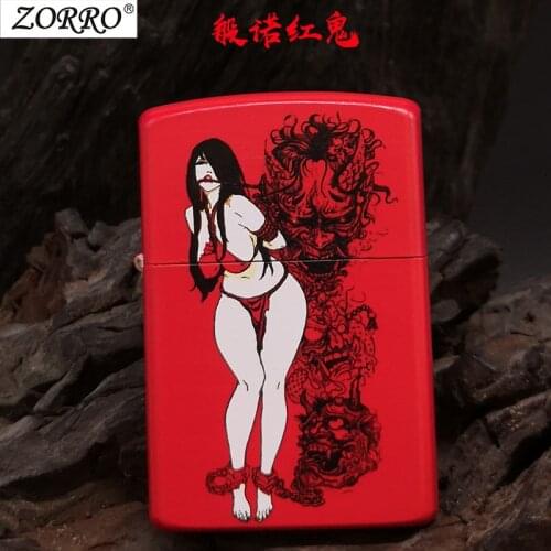 Zorro Pure Copper Clamshell Windproof Grinding Wheel Boutique Retro Personality Creative "Prajna Red Ghost" Kerosene Lighter