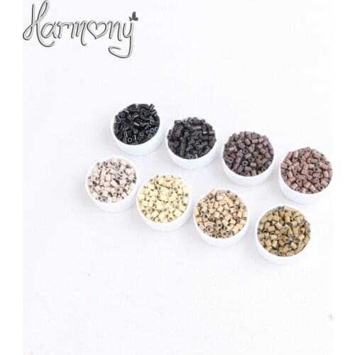 1000pcs/lot) 3.4*3.0*4mm 3# Dark brown silicone copper tube micro silicone lined copper rings tube beads rings