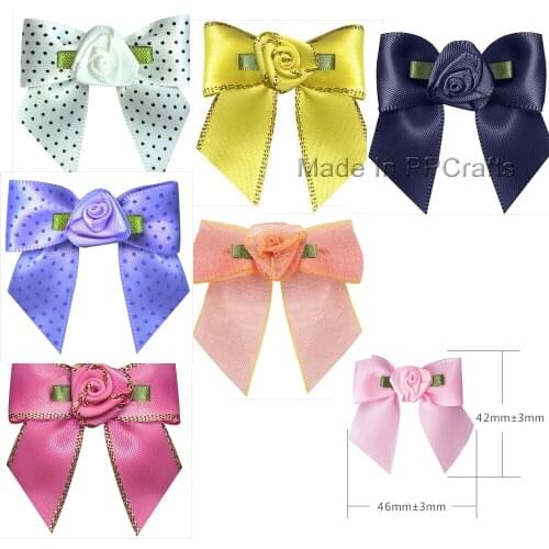 42X46MM Satin/Dots/Organza Ribbon Shape Hand Bow For Cloth Hairbow DIY Crafts 200pcs Free Shipping