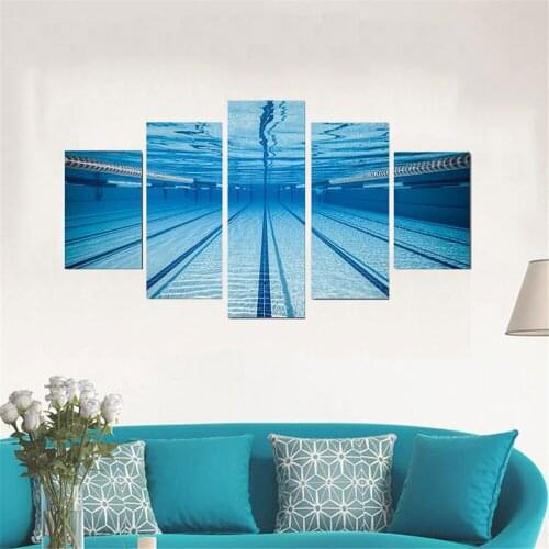 5 Piece Wall Art Canvas Swimming Pool Underwater View Poster Modern Wall Decoration Canvas Pictures for Living Room Home Decor