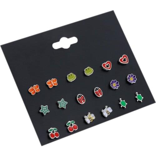 9/12/20/24/30Pairs 2021 New Trendy Colorful Geometric Irregular Flora Animal Graffiti Women Jewelry Earrings Collection