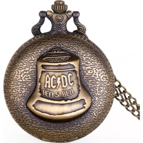 Antique Bronze Hells Bell Quartz Pocket Watch men Chains Antique Men Women Pendant Necklace Clock Gift for men Fob Watch