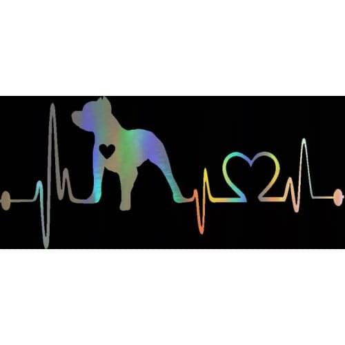 Car Sticker 3D 19CM*8.5CM Pitbull Heartbeat Lifeline Cartoon Sticker On Car Vinyl Stickers and Decals Funny Car Styling